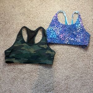 Old Navy Girls Camouflage and SO Blue Floral Sports Bra Size 10 (girls)
